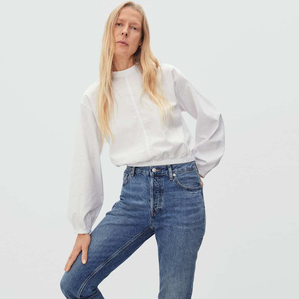 Everlane The Mockneck Bubble Top White Base - Size S